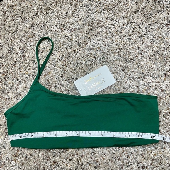 L*SPACE x Everyday Pursuits Milo One Shoulder Bikini Top in Emerald Small NWT - Picture 7 of 8